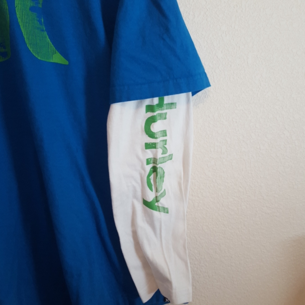 Hurley Blue Green Long Sleeve Shirt XLg - Picture 3 of 5
